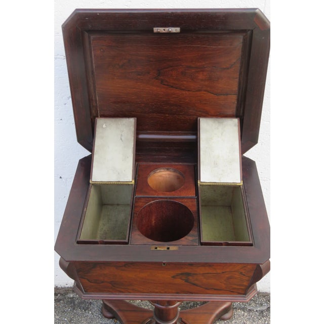 Brown Late 1800s English Rosewood Teapoy Tea Caddy Table 6064 For Sale - Image 8 of 18