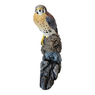 Hand Carve American Kestrel Signed H. Saiz For Sale