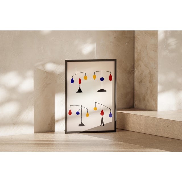 Modern 2026, Kinetic Art, Mobile Version, Modern Chandelier in Primary Tones, Acrylic Paint on Watercolor Paper For Sale - Image 3 of 8