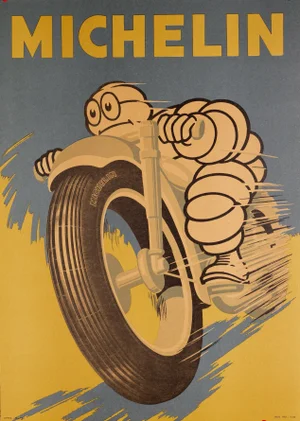 Michelin Bibendum Italian Advertising Poster, 1959 – Original Vintage Offset Lithograph on Linen