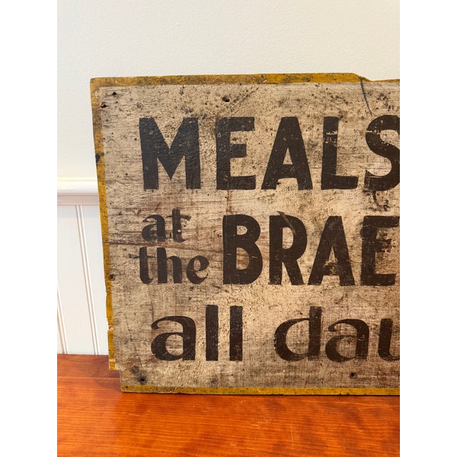 Antique Braeburn Hotel Guilford Maine Painted Wooden Roadside Advertising Sign, C. 1920-1935 For Sale - Image 4 of 18