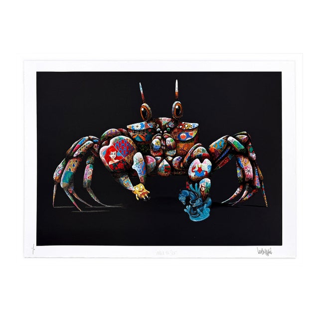 Louis Masai, Under the Sea, Unique 1/1 Hand Finished Screen Print, Black With Gold Leaf, 2023 For Sale