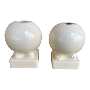 Art Deco 1930's Fiesta® Original Ivory Bulb Candle Holders - Pair