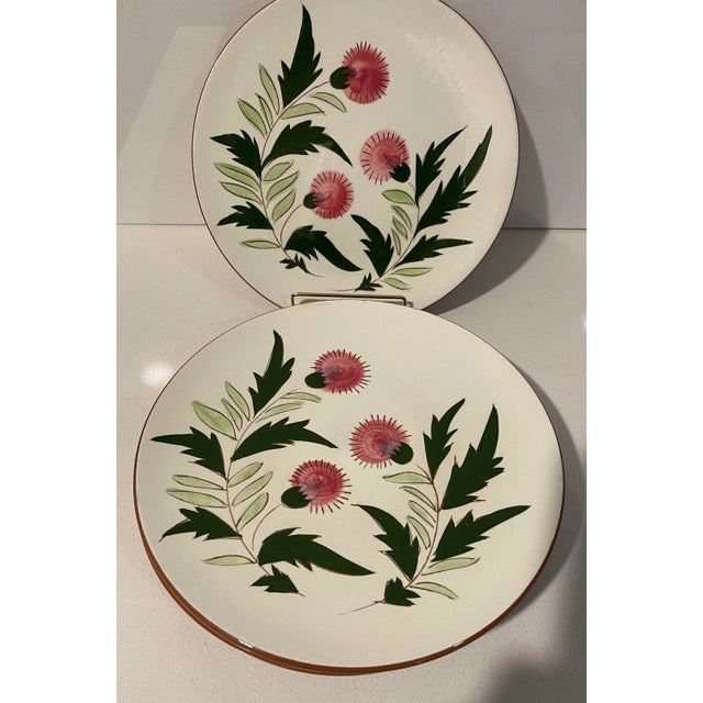 Mid 20th Century Mid 20th Century Stangl Pottery Pink Thistle Pattern 10” Dinner Plate For Sale - Image 5 of 6
