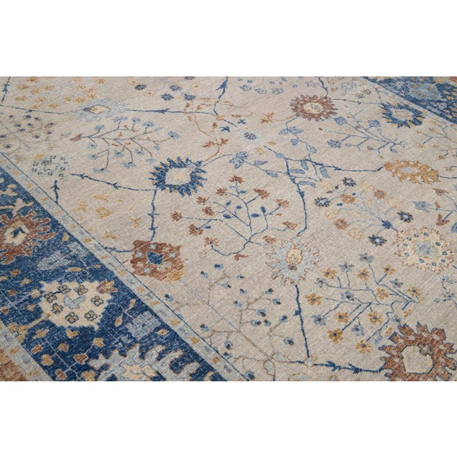 Brown Apadana's Artisan Collection Handmade Brown Wool Rug For Sale - Image 8 of 11