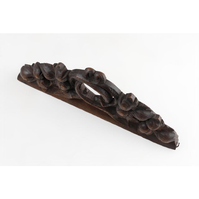 Antique Oak Pediment with Hand-Carved Oak Leaves, 1850 For Sale - Image 9 of 11