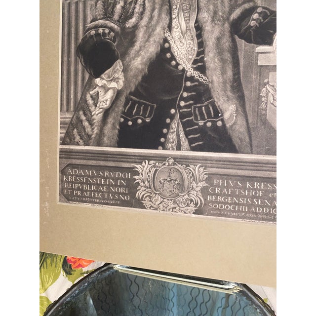 Rococo Antique Portrait Mezzotint Print - Traditional Grandmillennial Art For Sale - Image 3 of 7