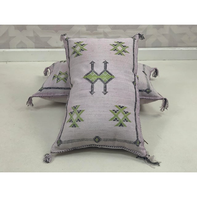 Purple Handmade Cactus Silk Pillow Covers - a Pair For Sale - Image 11 of 12