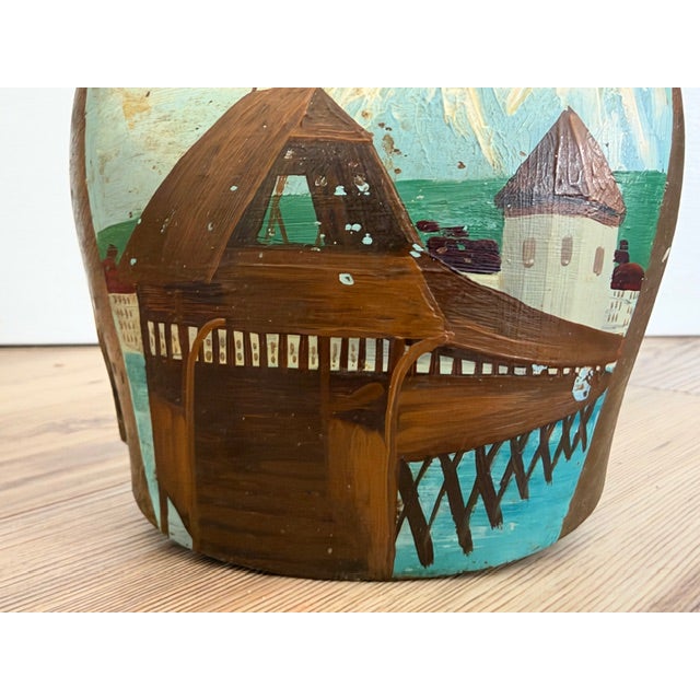 Early 20th Century Vintage Hand-Painted Brass or Metal Cowbell Souvenir For Sale - Image 5 of 10