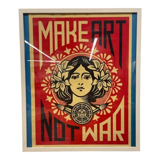 2005 Make Art Not War Shepard Fairey Framed Poster For Sale