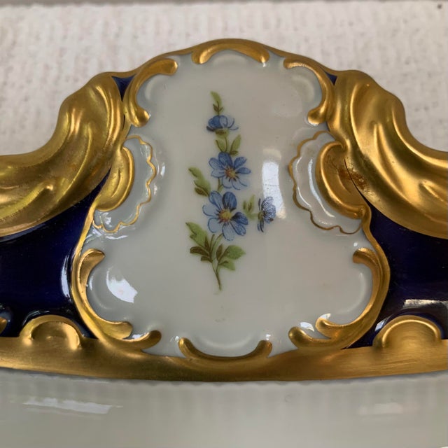 Ceramic Lindner Kueps Bavaria "Echt Cobalt" Square Porcelain Serving Plate For Sale - Image 7 of 12