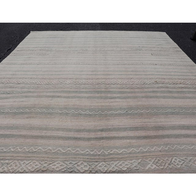 Vintage Turkish Kilim With Striped Flatweave Design in Soft Neutral Tones For Sale - Image 9 of 11