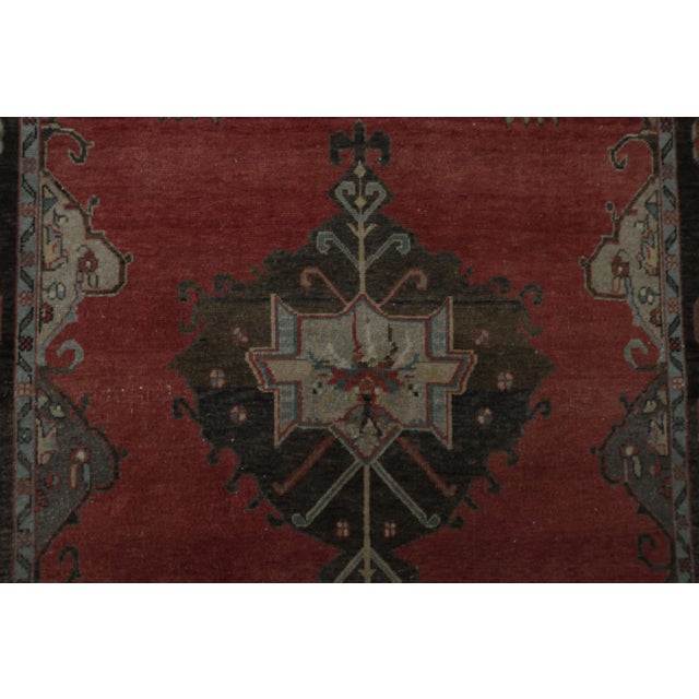 1970s 1970s Vintage Turkish Handmade Wool & Cotton Red Area Rug For Sale - Image 5 of 11