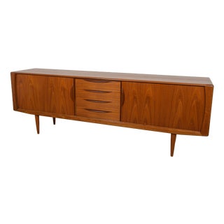 Large Mid-Century Teak Tambour Door Sideboard, Denmark, 1960s For Sale