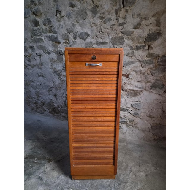Vintage Oak Roll Top Cabinet, France, 1960s For Sale - Image 6 of 18