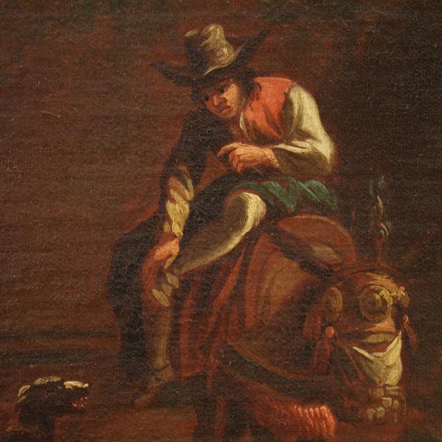 Bucolic Landscape Painting with Figures, Pastoral Scene, 1680, Oil on Canvas For Sale - Image 14 of 17