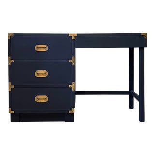 Vintage Drexel Campaigner Single Pedestal Desk For Sale