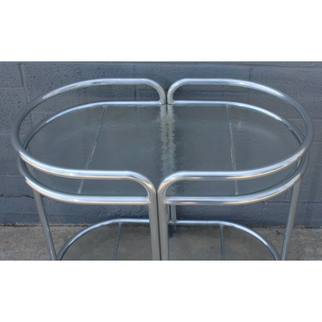 Amazing mid-century ,recently stripped and polished. aluminum cart. Could be used indoors or outside. Has original opaque...