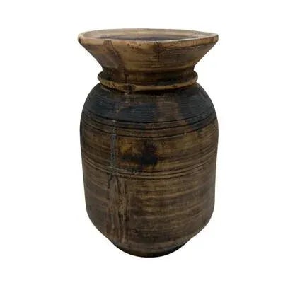 Farmhouse Vintage Indian Wooden Milk Pot For Sale - Image 3 of 5