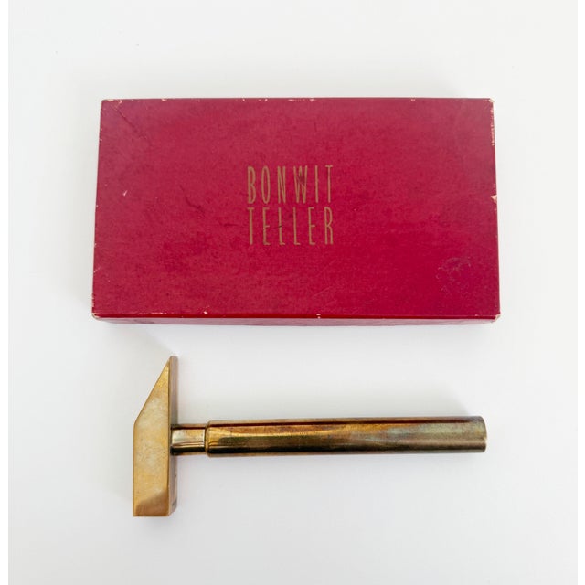 Metal 1970s Modernist Italian Brass Hammer Corkscrew, Bonwit Teller For Sale - Image 7 of 8