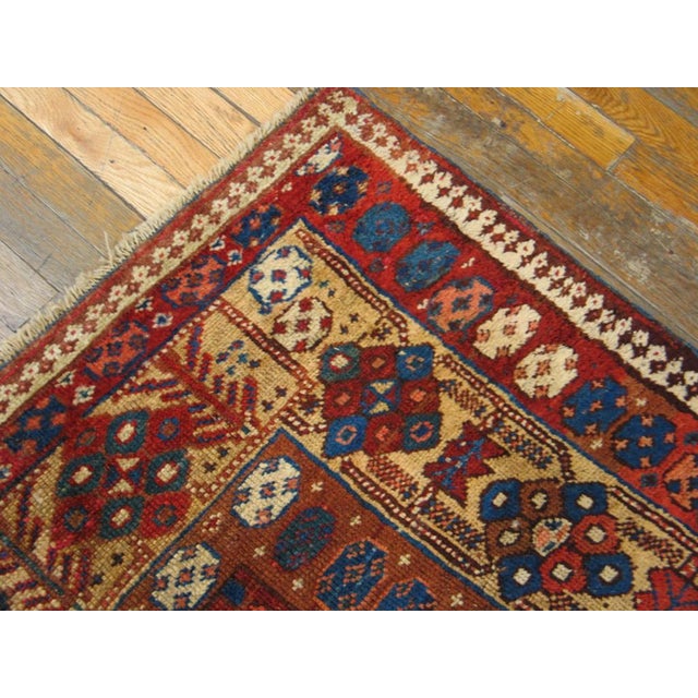 Late 19th Century 1870s Red Geometric Tribal Antique W. Persian Kurdish Rug 5'3" X 8' Handknotted Wool Carpet For Sale - Image 5 of 6
