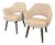 1960s Pair of Eero Saarinen for Knoll Wood Executive Armchairs in Cream Tweed For Sale