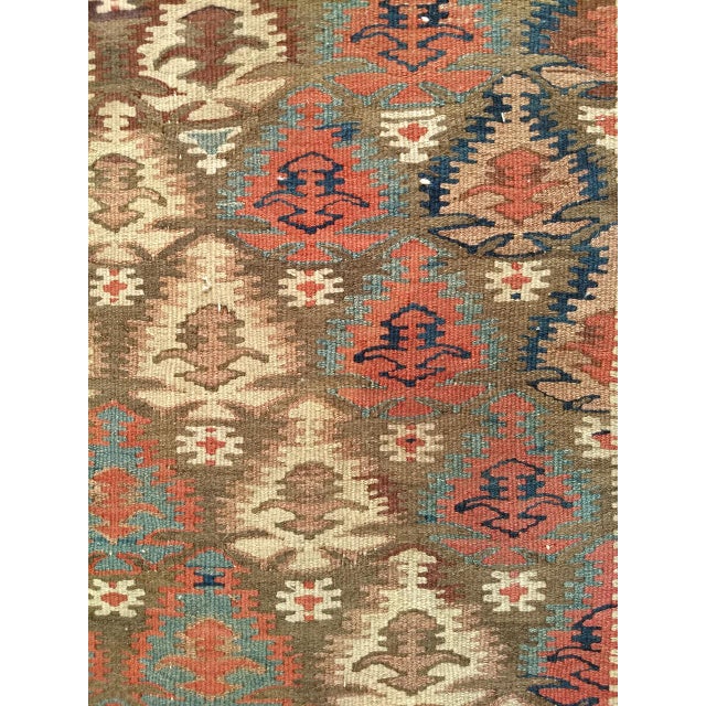 Antique Persian Varamin Kilim Runner, Handwoven Wool, Caucasian Geometric Pattern, 3x15 For Sale - Image 14 of 16