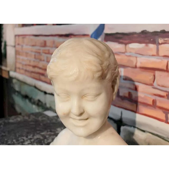 Child's Bust, 20th Century, Marble For Sale - Image 4 of 9