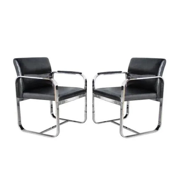 Black Chrome Milo Baughman Style Dining Chairs - Set of 6 For Sale - Image 8 of 12