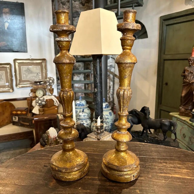Traditional Early 19th Century Set of Two Empire Giltwood Sicilian Torcheres For Sale - Image 3 of 12