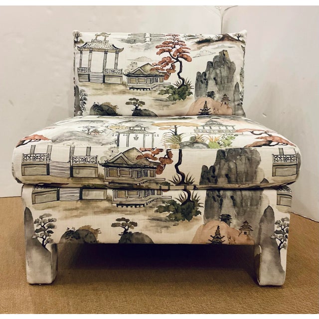Textile Hooker Asian Modern Custom Margot Slipper Chairs Pair For Sale - Image 7 of 7