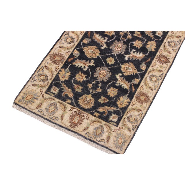 Rustic 1990s Oriental Ziegler Grey Ivory Hand-Knotted Wool Rug - 2'0'' X 2'11'' For Sale - Image 3 of 8