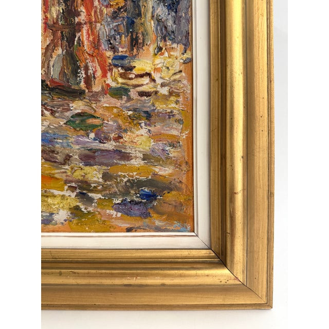 1960s Vintage Mid-Century Parisian Impressionist Street Scene Oil Painting For Sale - Image 5 of 6