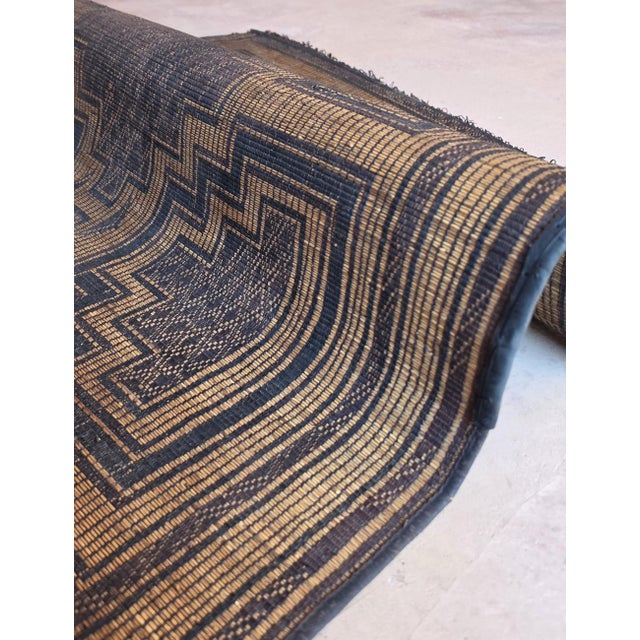 Wood Vintage Tuareg Mat - 3.4 × 3.7 Ft For Sale - Image 7 of 8