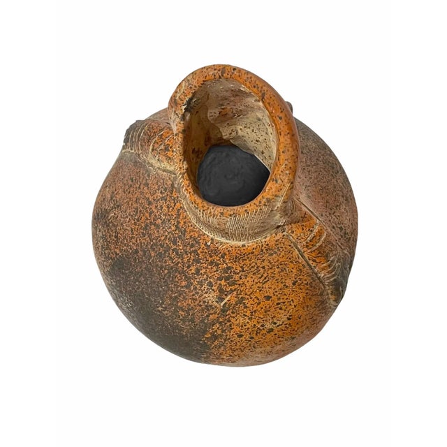 Vintage Hand-Sculpted Ceramic South American Pre Colombian-Style Vase For Sale - Image 9 of 10