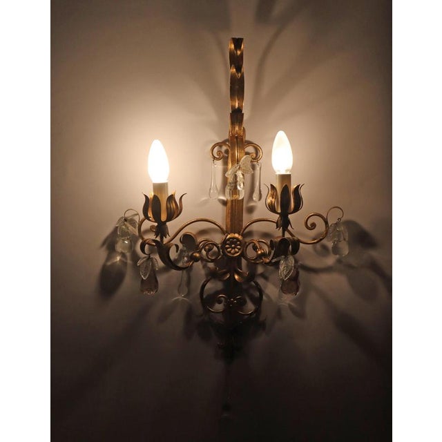 Venetian Hollywood Regency Chandelier with Crystal Glass & Leaves, 1950s For Sale - Image 13 of 18