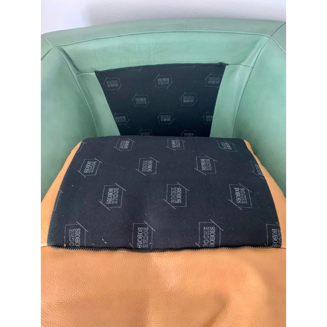 1990s Roche Bobois Leather Account Lounge Chairs - A Pair - Custom Made For Sale - Image 5 of 13