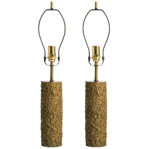 French Textured Bronze Lamps - a Pair