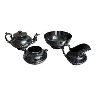 Antique Hackwood Black Basalt Tea Set For Sale