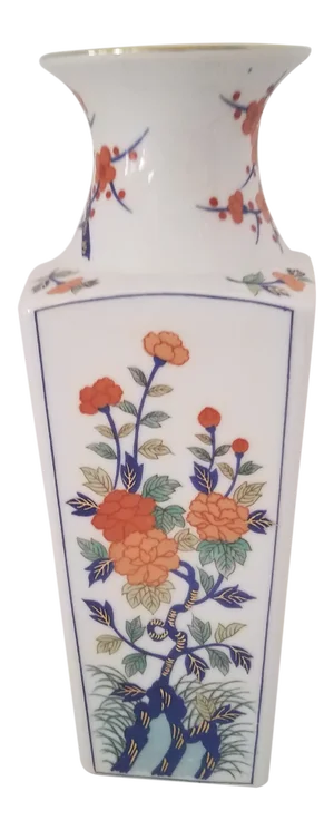 Andrea Sadek Japanese Floral Hand Painted Porcelain Vase