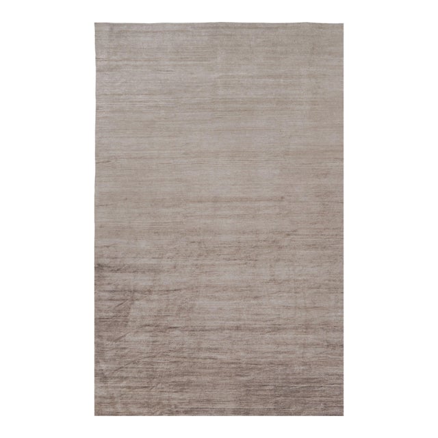 Rug & Kilim’s Oversized Modern Textural Rug in Brown, White and Beige Striae - 12x19 For Sale