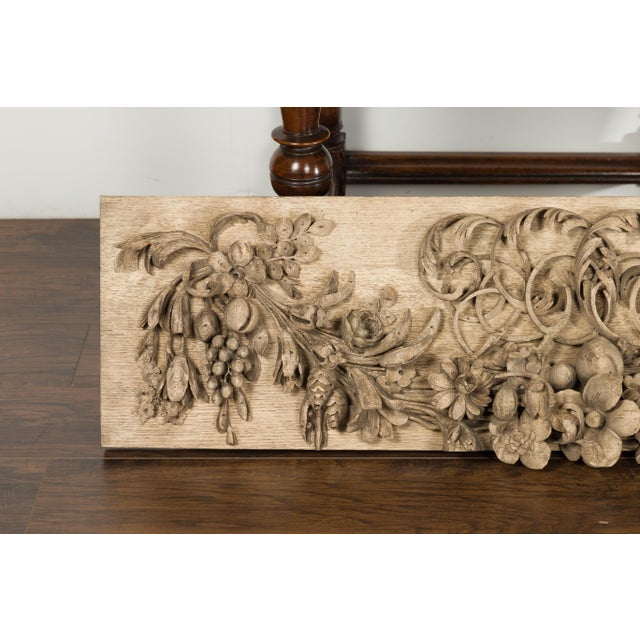 English 19th Century Carved Wooden Fragment with Fruits and Flower Garland For Sale - Image 4 of 10