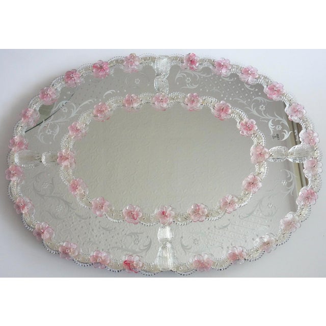 Murano Glass Floral Mirror, 1950s For Sale - Image 9 of 9