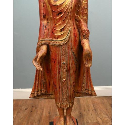 Glass Burmese Carved Standing Buddha Statue For Sale - Image 7 of 17