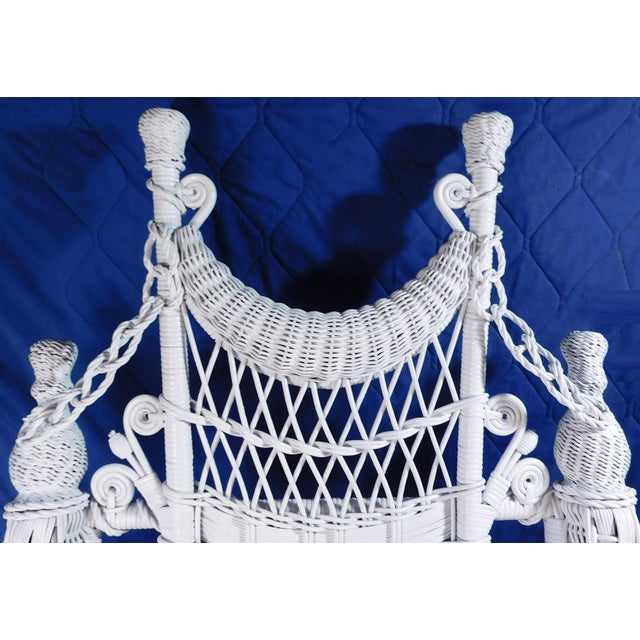 Heywood-Wakefield Antique Heywood Wakefield Attributed White Ornate Wicker Platform Rocker / Rocking Chair ~Circa: 1890 - 1915~ For Sale - Image 4 of 18