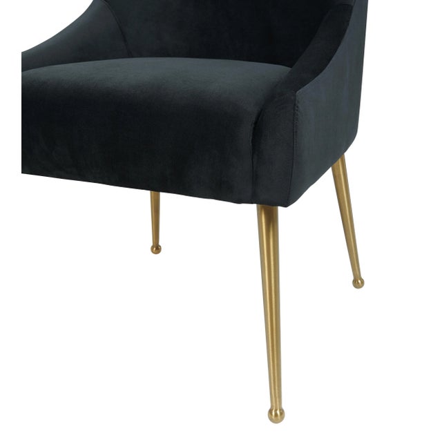 Beatrix Black Velvet Side Chair with Gold Legs For Sale - Image 4 of 8