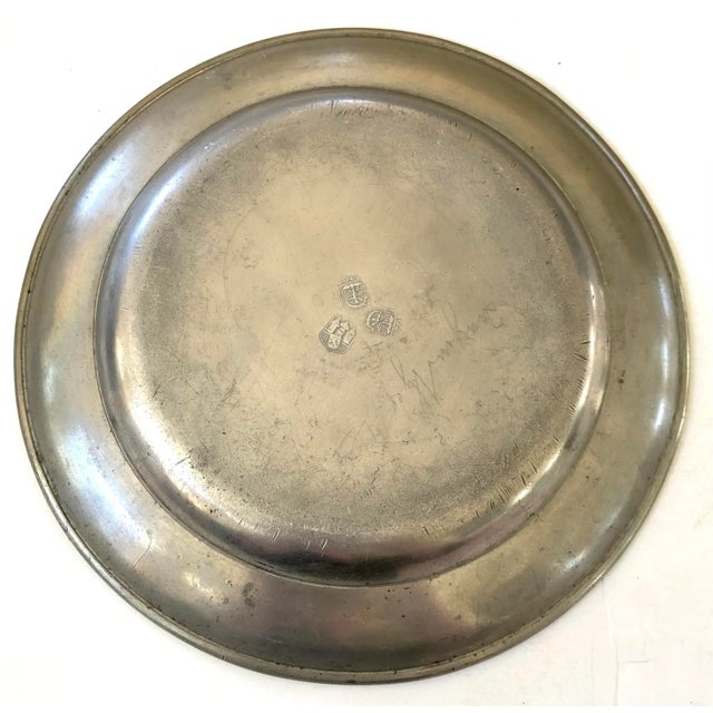 Farmhouse Pair 18th C. European Pewter Plates For Sale - Image 3 of 10