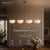 Contemporary Modern Linear Chandelier 4 Light, Matte Off White Dome Pendant Light Brass Dining Room Fixture, Kitchen Island Lighting, Minimalist Light For Sale - Image 3 of 13