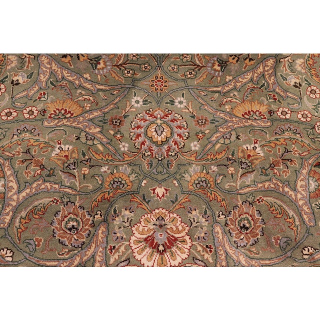 Shabby Chic Shabby Chic 1990's Floral Pak-Persian Green/Ivory Wool Rug - 9'0'' X 12'2'' For Sale - Image 3 of 9