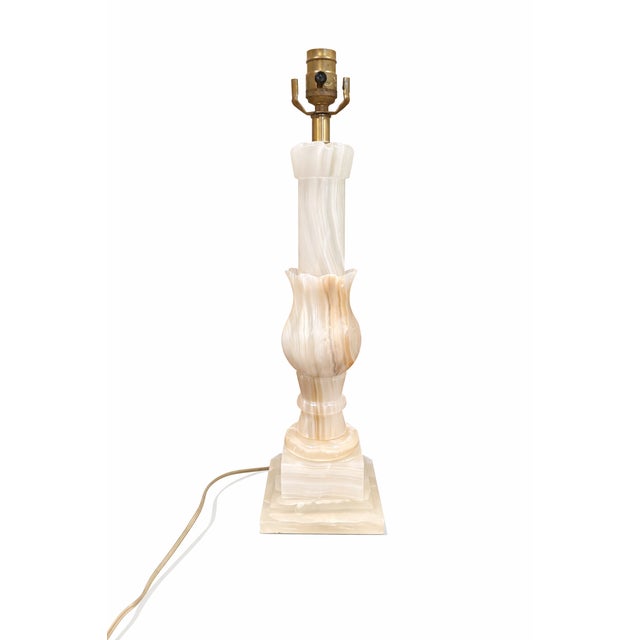 Vintage Italian Onyx Table Lamp, Mid-Century Classical Form For Sale - Image 4 of 11